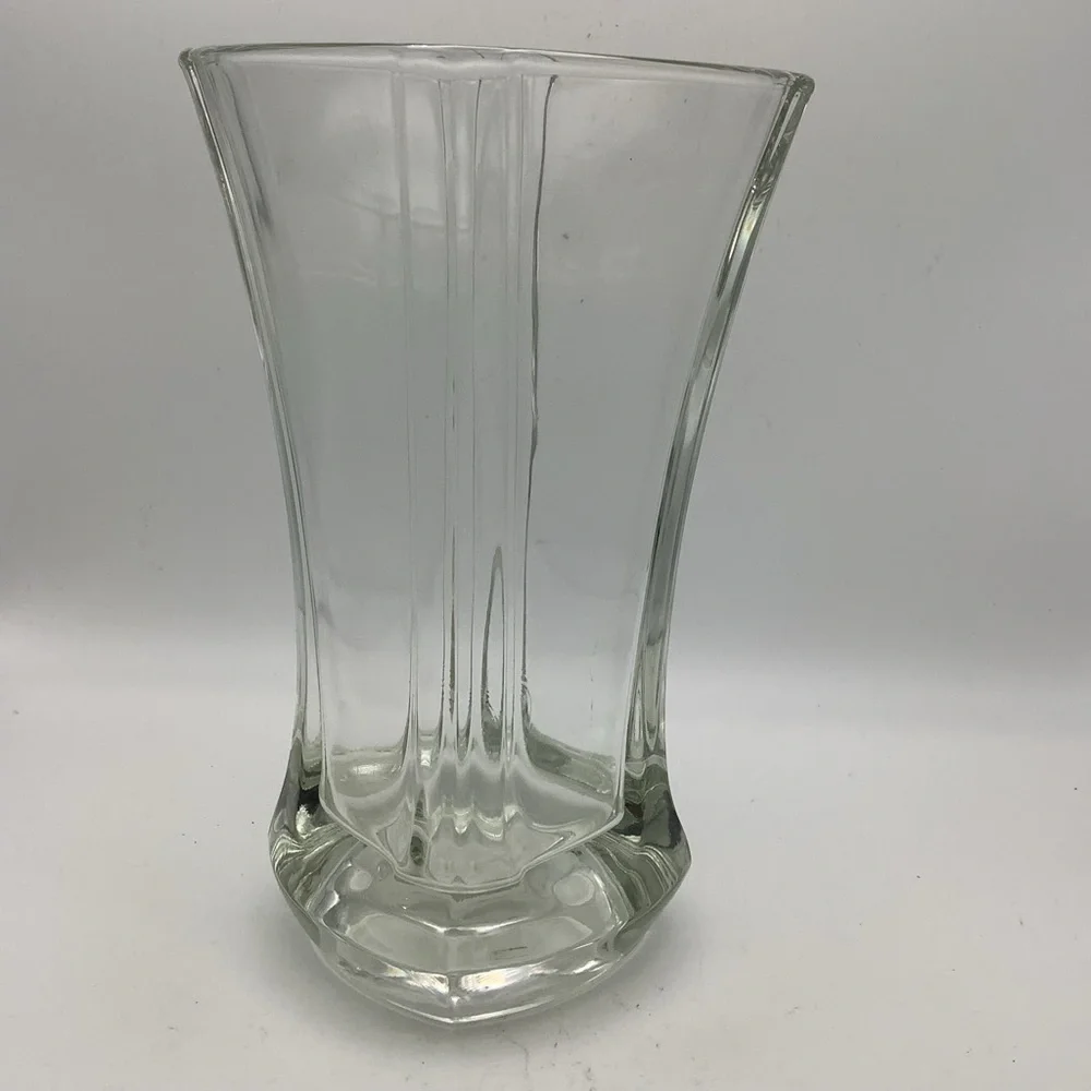 Elegant  French Four Sided Clear Glass Vase